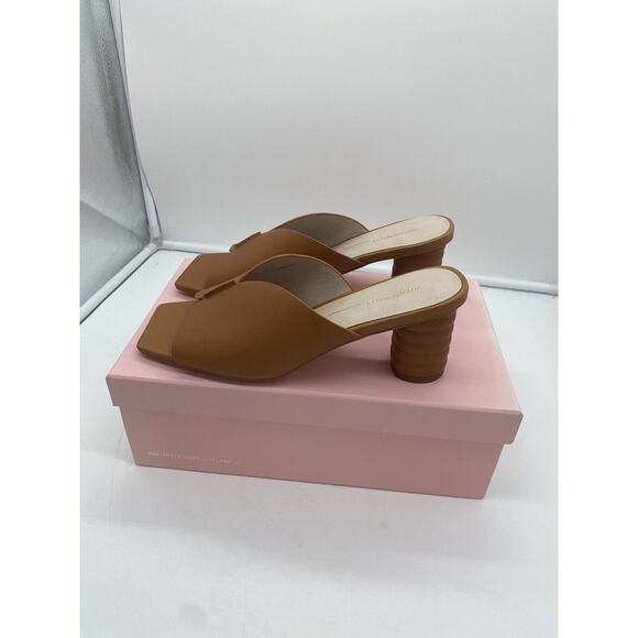 New INTENTIONALLY BLANK Kamika Slip On Leather Heeled Mules‎ Canyon Brown 10M - Picture 4 of 7